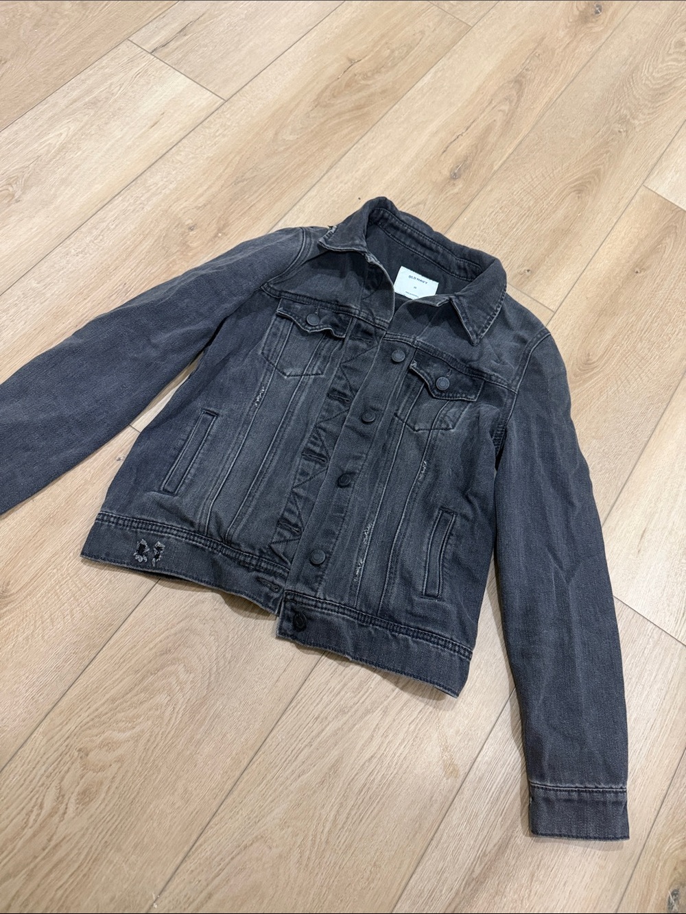 Old Navy Women's Washed Black Denim Trucker Jacket